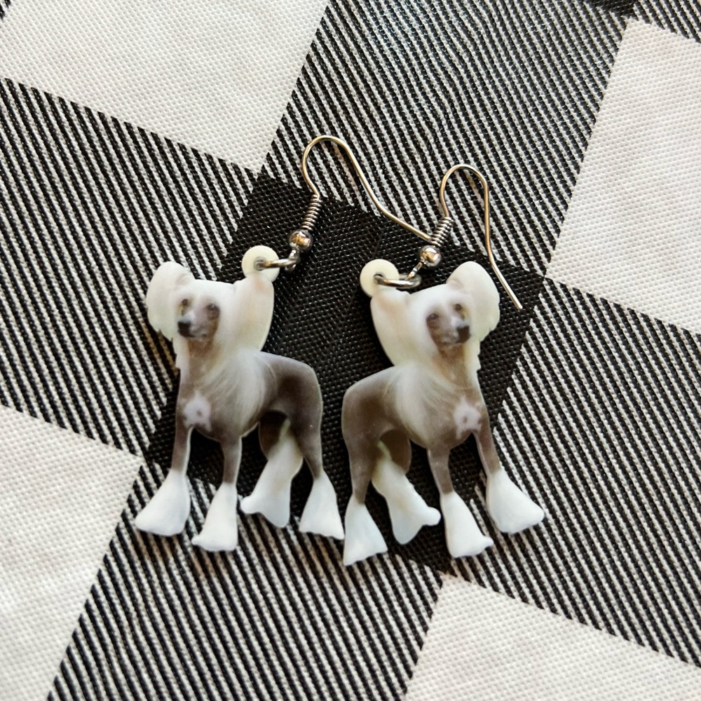 Chinese crested Laser Cut Acrylic Earrings.